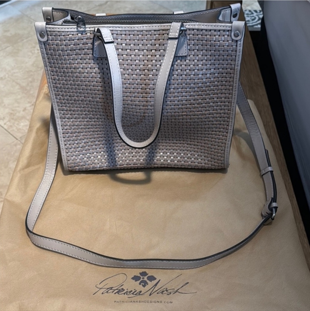 Patricia Nash Gray Woven Leather Tote Bag